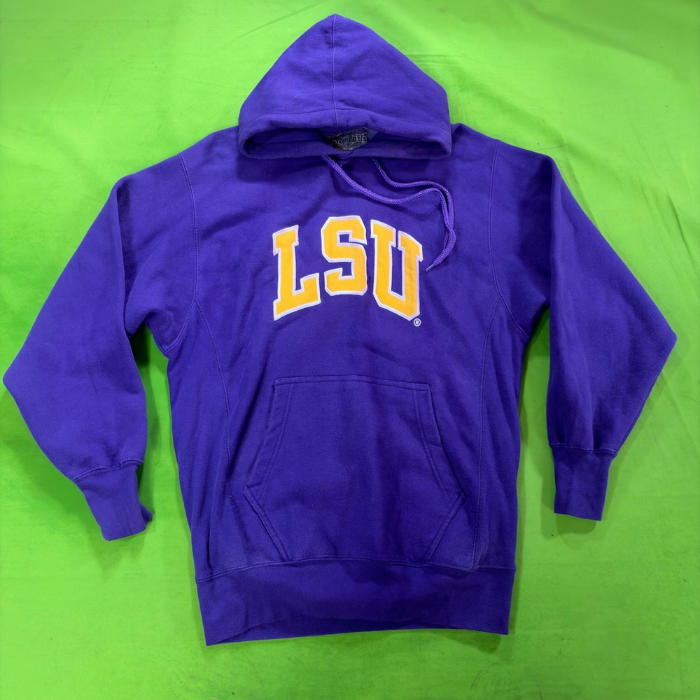 VTG Y2K LSU Tigers Steve & Barrys Hoodie Mens M Purple NCAA Football Sweatshirt
